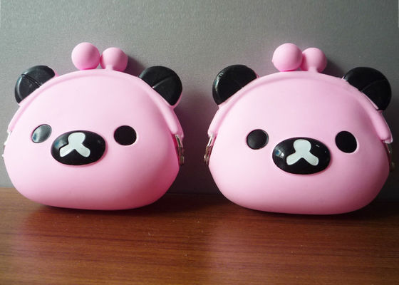 ピンクくまのシリコーンの硬貨の財布、女の子95*92*45のためのゲル袋の袋