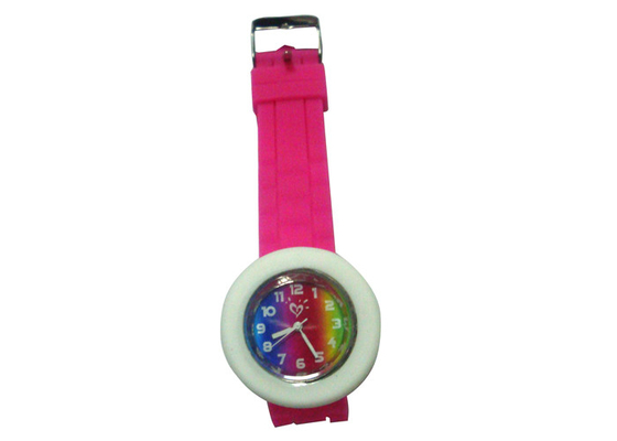 多彩なダイヤルのすべての人々のためのばら色のバンドのシリコーンのゼリーの腕時計
